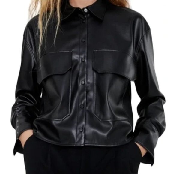 Zara Faux Leather Overshirt - Picture 2 of 5